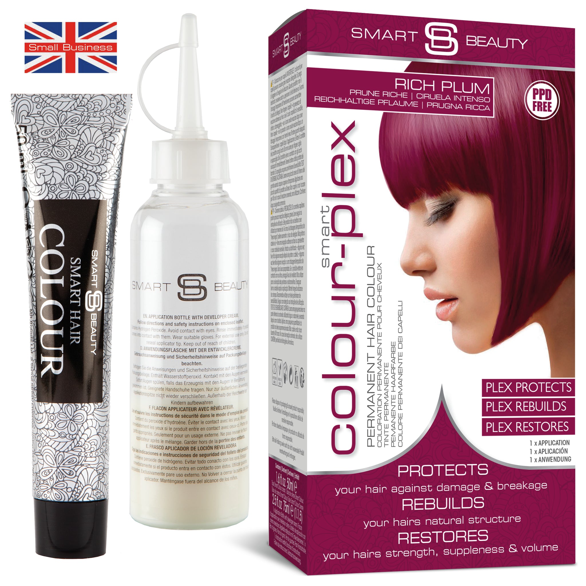 Rich Plum Hair Dye with Added Plex Hair Care Conditioner, Permanent Hair Colour