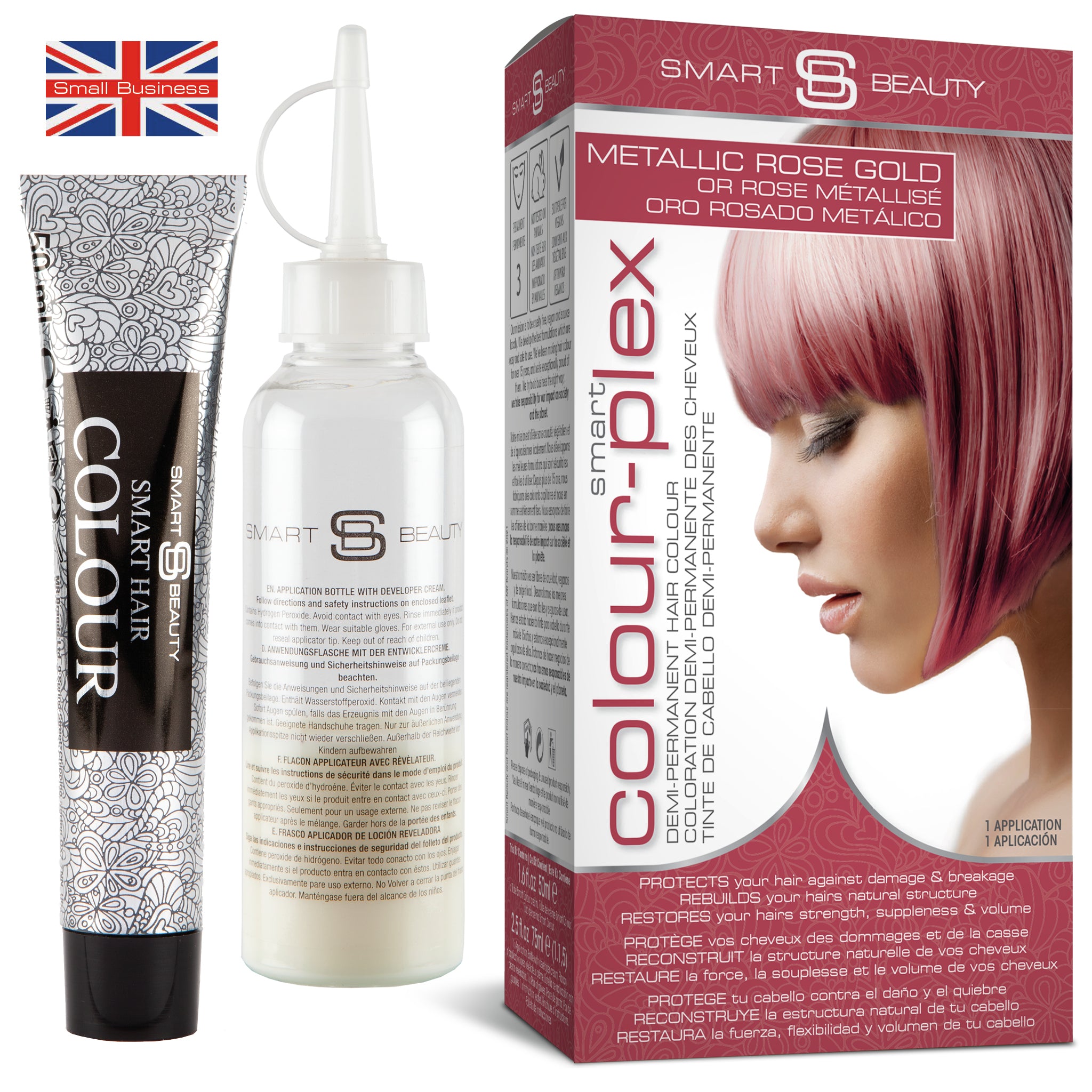 Rose Gold Hair Dye with Added Plex Hair Care Conditioner, Permanent Hair Colour
